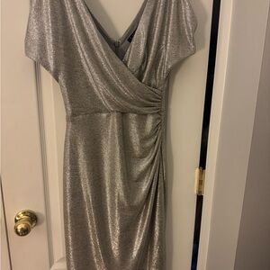 Lauren Ralph Lauren Metallic Silver Asymmetrical Dress